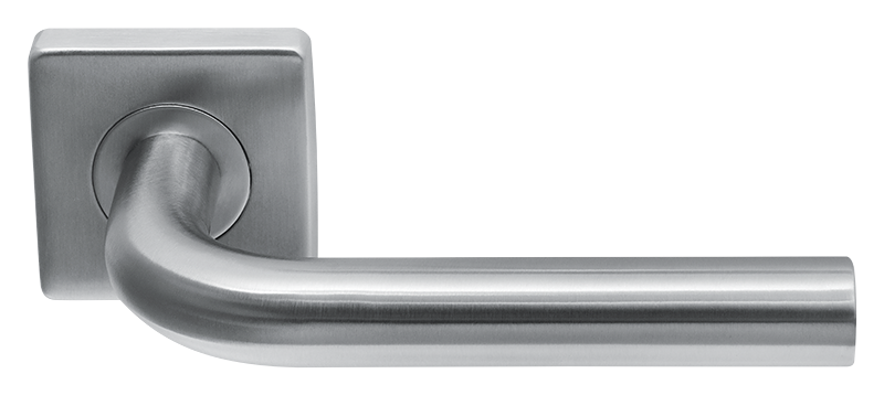 Deurklink Trevo rvs basis op vierkant rozet geveerd