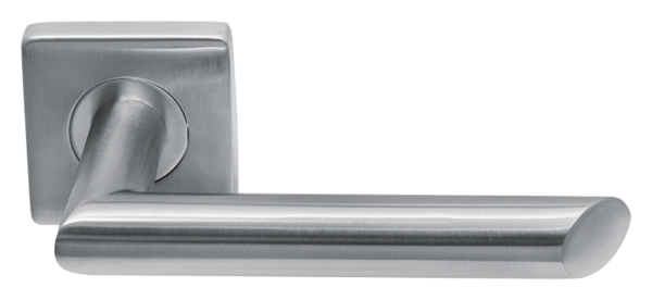 Deurklink Cero rvs basis op vierkant rozet geveerd