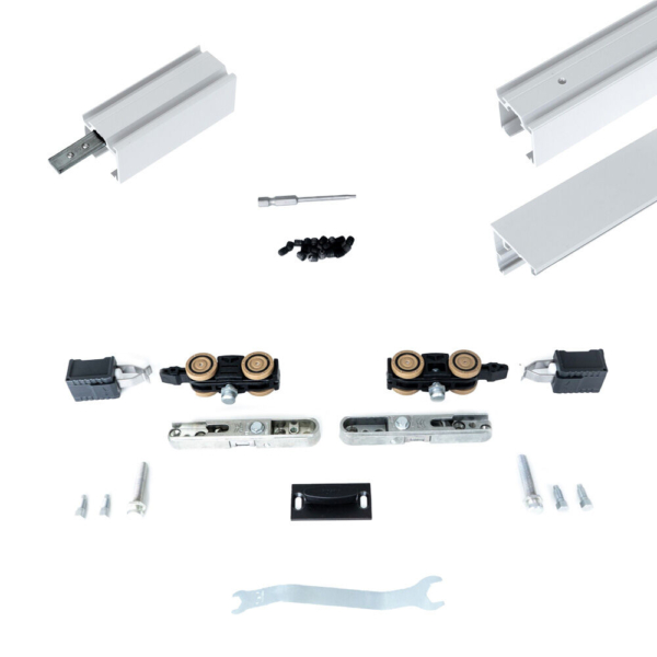 Xperta set 6m rail - Wit - wand z. vloerpl. - Enkele deur - inbouw auto fix