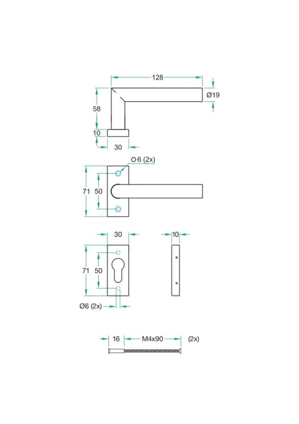 Krukgarn TIPO rvs mat rechthoekig rozet PC