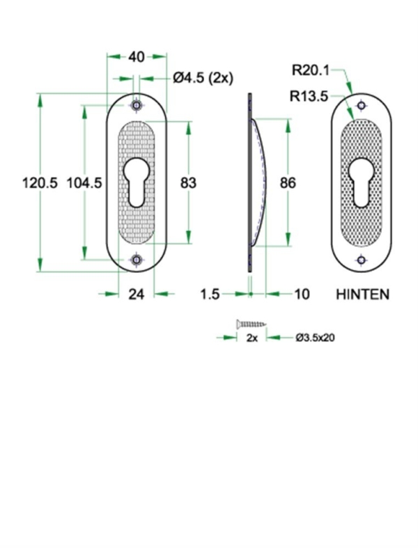 Schuifdeurkom ovaal rvs mat SL