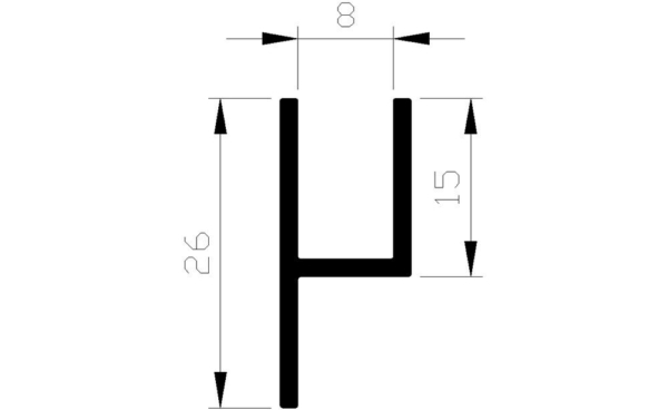 Stoeltjesprofiel alu brute 26x15x8mm (3mtr)