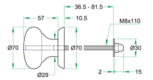 Voordeurknop ORION rvs mat
