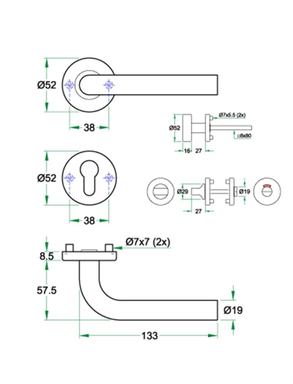 Krukgarn BODA PL rvs mat WC 8mm