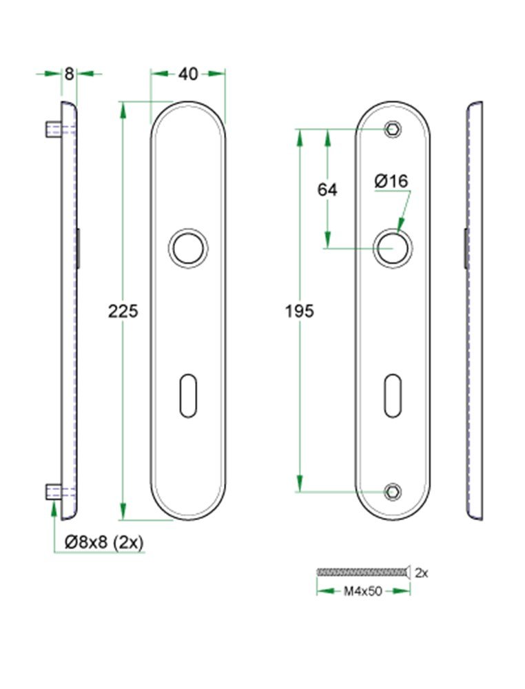 Schildpaar afgerond LS rvs mat PC55