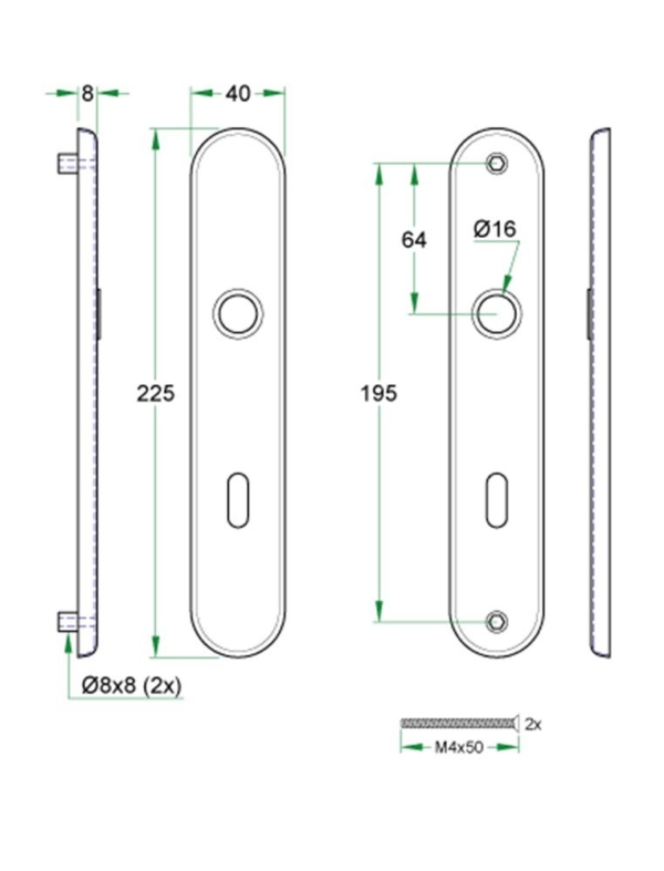 Schildpaar afgerond LS rvs mat PC90
