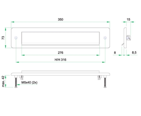 Briefplaat QUADRA rechthoek rvs mat