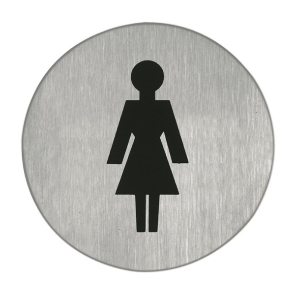 Symboolplaat dames ø75mm rvs mat