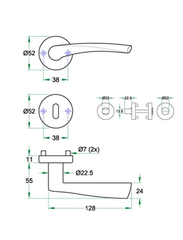 Krukgarn WING rvs mat WC 8mm