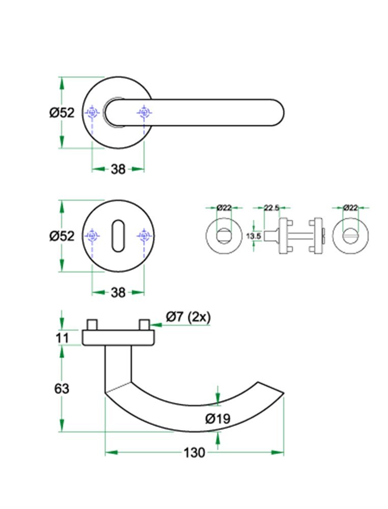 Krukgarn GINO rvs mat WC 8mm