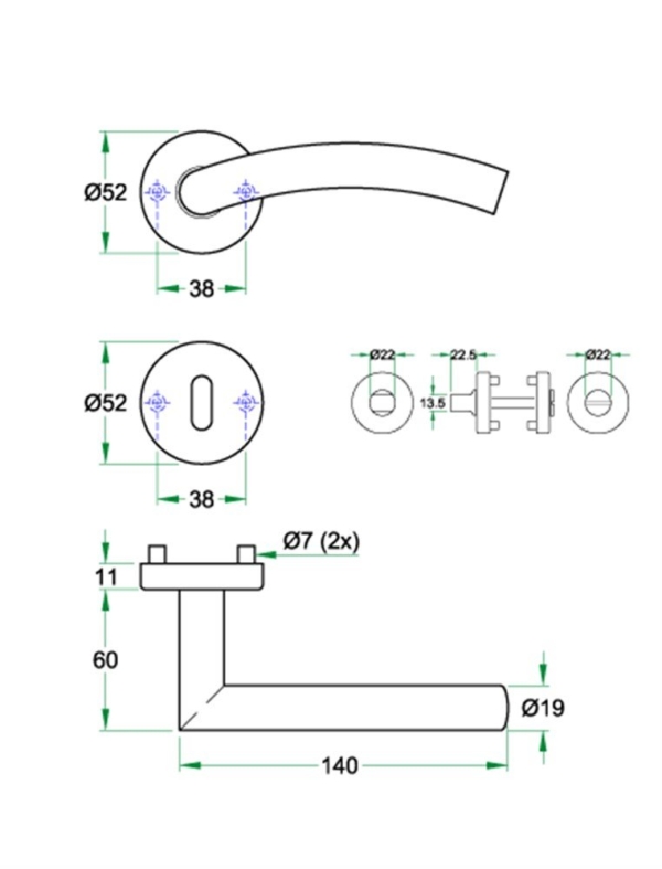 Krukgarn PIPO rvs mat WC 8mm