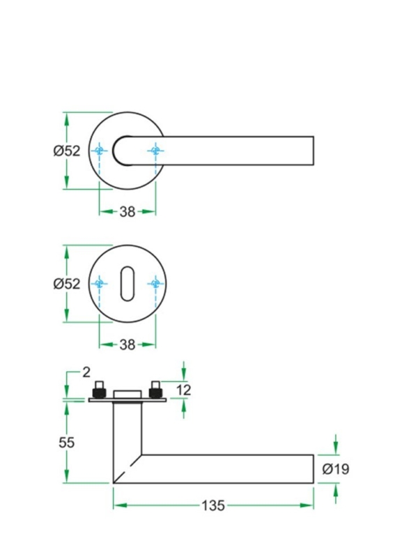 Krukgarn TIPO FR rvs mat WC 8mm
