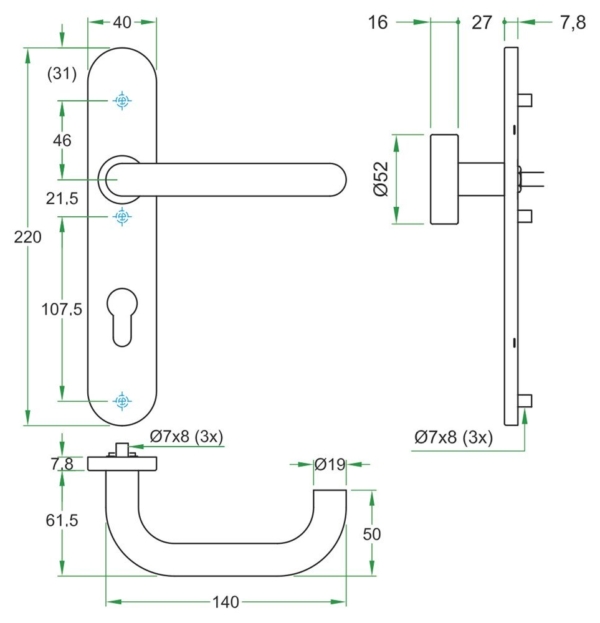 Krukgarn CHASE PL rvs mat WC 8mm noodontgr. LS