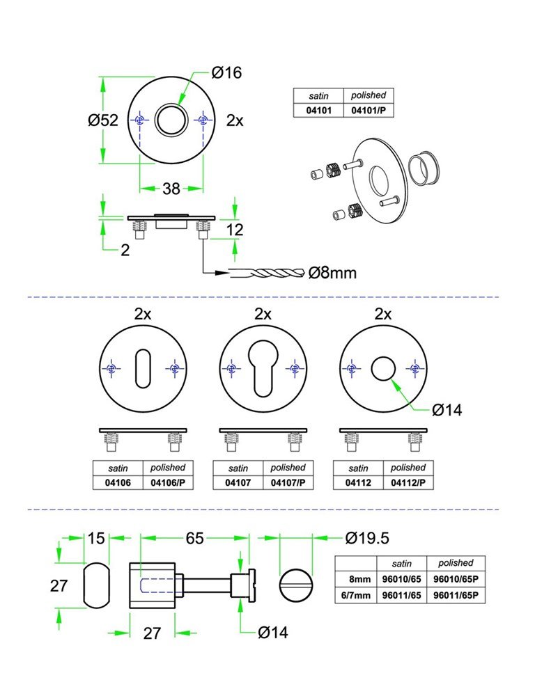 Krukrozet paar rond SF2 rvs glans