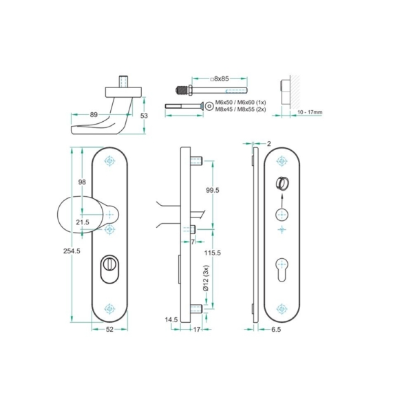Knop/kruk paar TOP SKG*** rvs mat PC72 LS