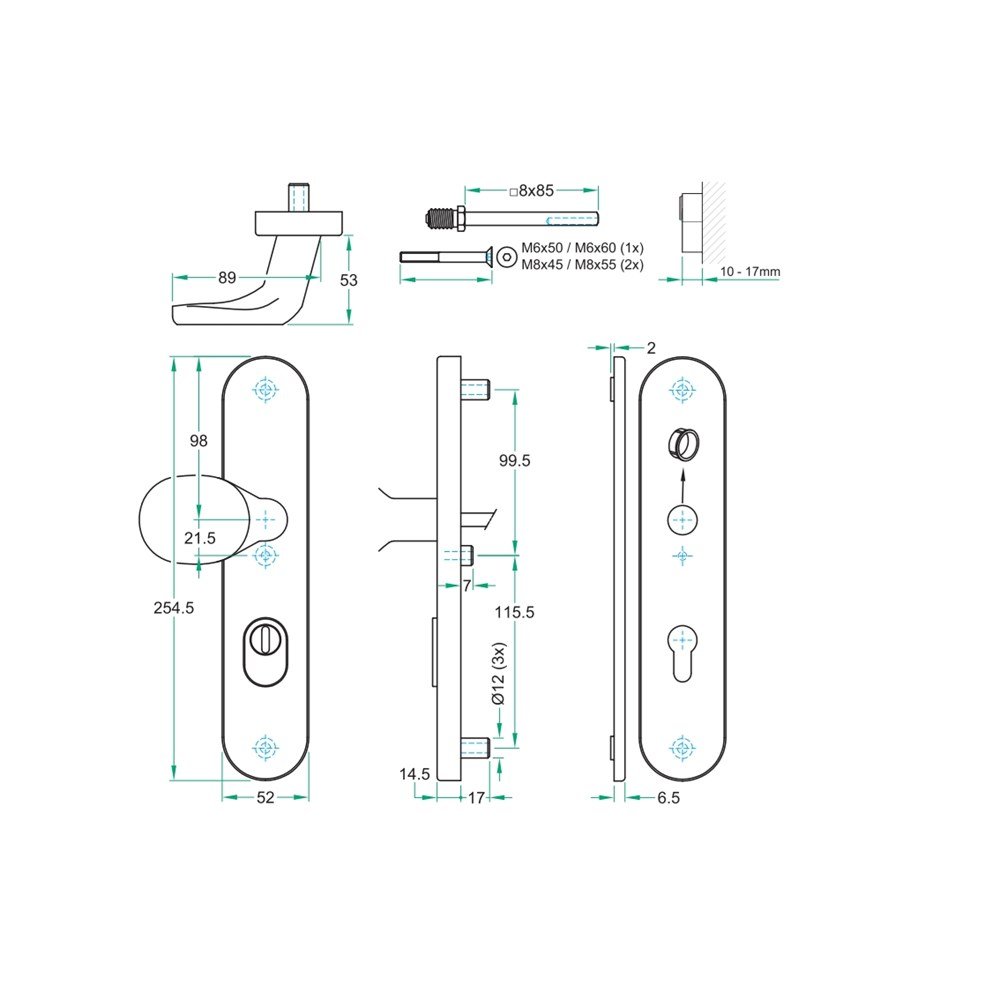 Knop/kruk paar TOP SKG*** zwart PC72 LS