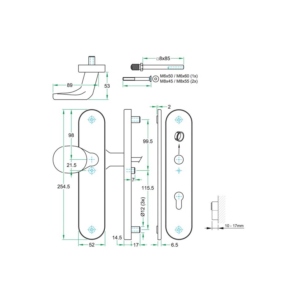 Knop/kruk paar TOP SKG*** rvs mat blind/PC72 LS