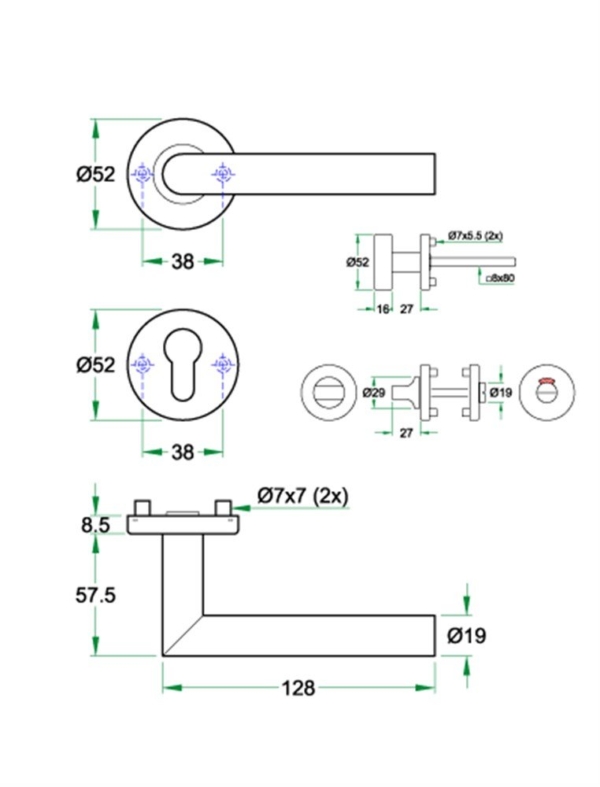 Krukgarn TESSA PL rvs mat Miva WC 8mm noodontgr.