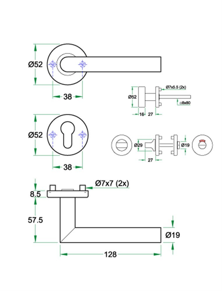 Krukgarn TESSA PL rvs mat Miva WC 8mm noodontgr.