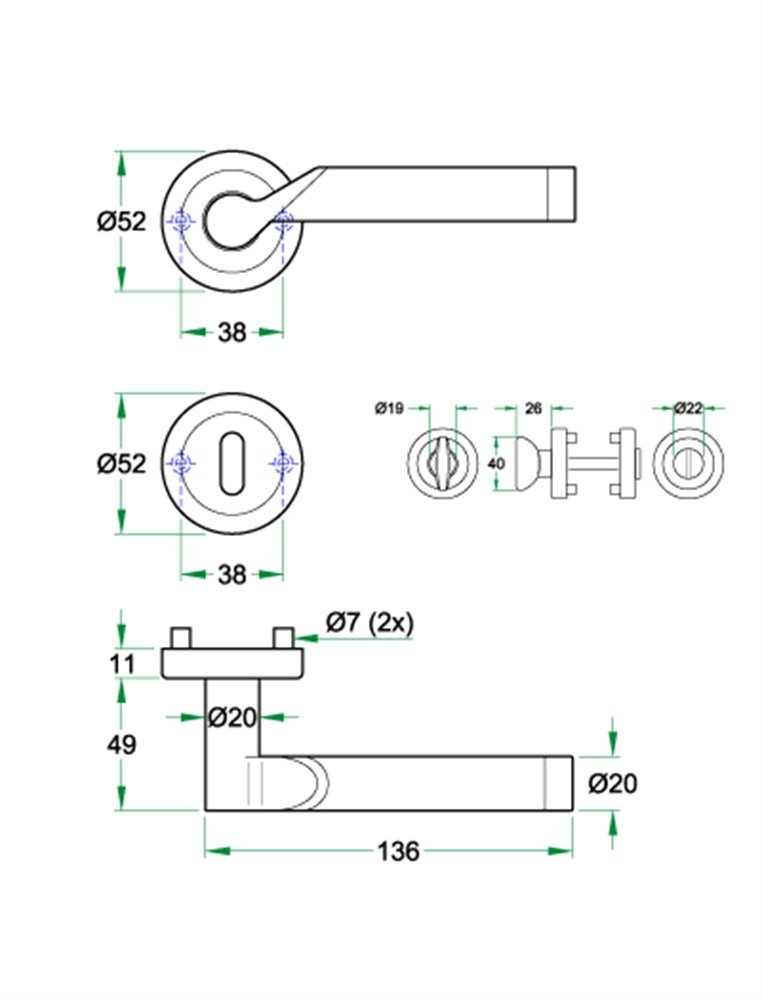 Krukgarn SEVILLE-Z rvs mat/glans WC 8mm