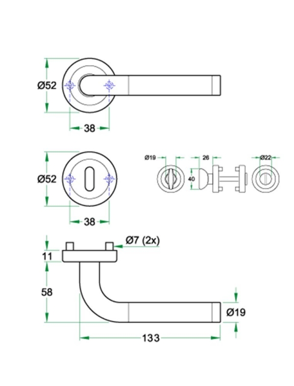 Krukgarn LAGOS rvs mat/glans WC 8mm
