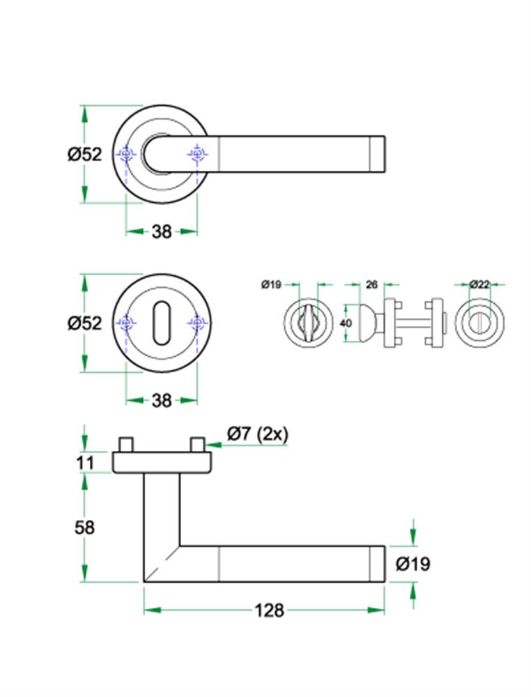 Krukgarn SPACE rvs mat/glans WC 8mm