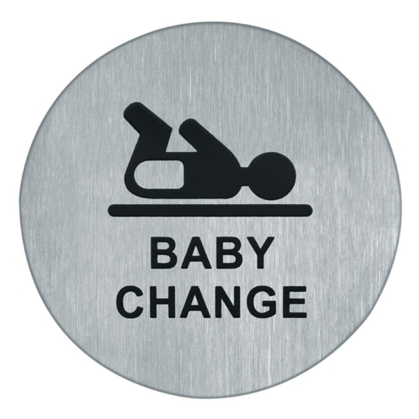 Symboolplaat baby change ø75mm rvs mat