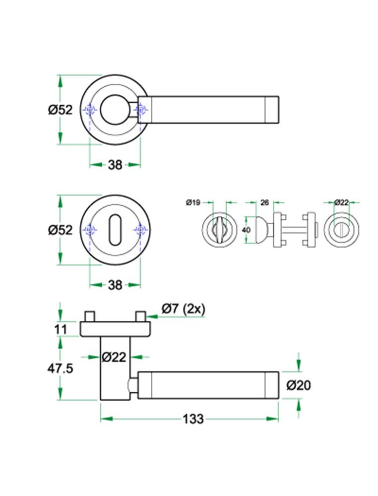 Krukgarn IBIZA-Z rvs mat/glans WC 8mm