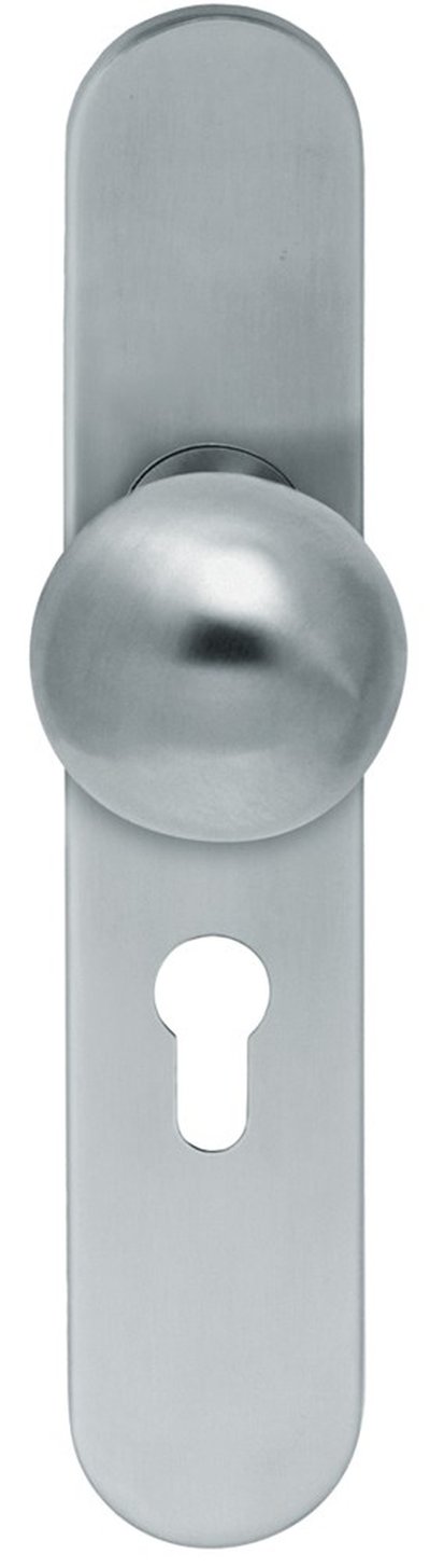 Knop/krukschild afger. LS rvs mat PC72 blind-bev