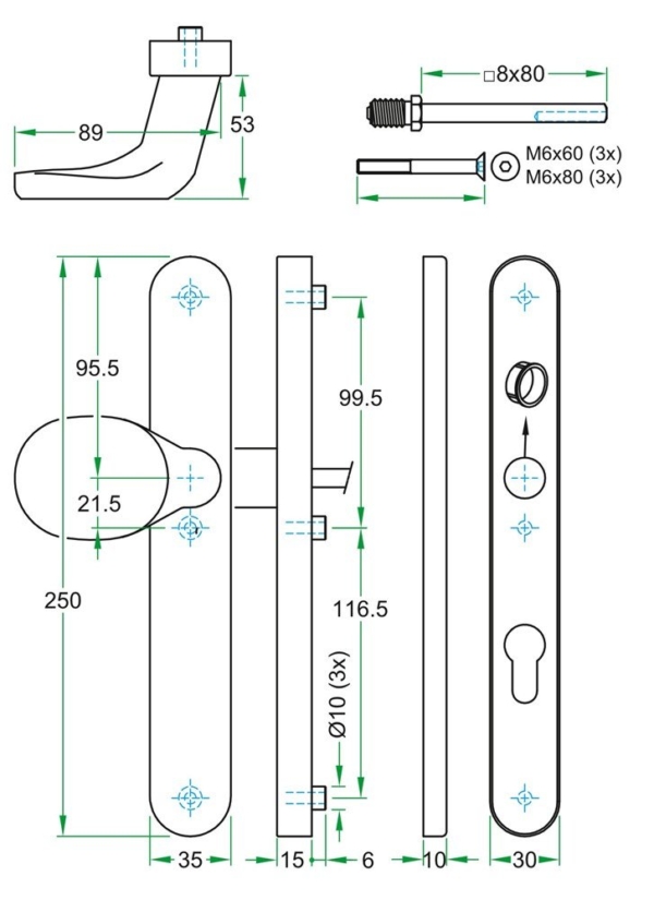 Knop/kruk paar PRIO SKG*** rvs mat blind/PC92 LS