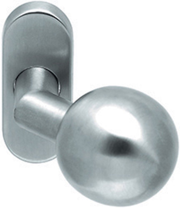 Knop bol gekropt ovaal rozet rvs mat excl. stift