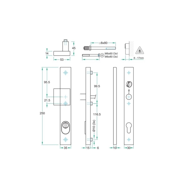 Knop/kruk paar PRIO rechth. SKG*** rvs mat PC92 LS