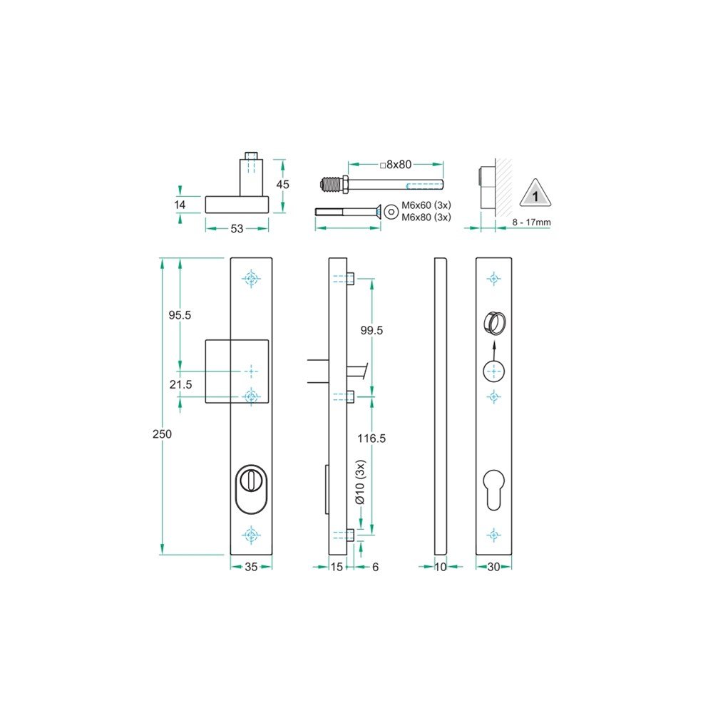 Knop/kruk paar PRIO rechth. SKG*** rvs mat PC92 LS