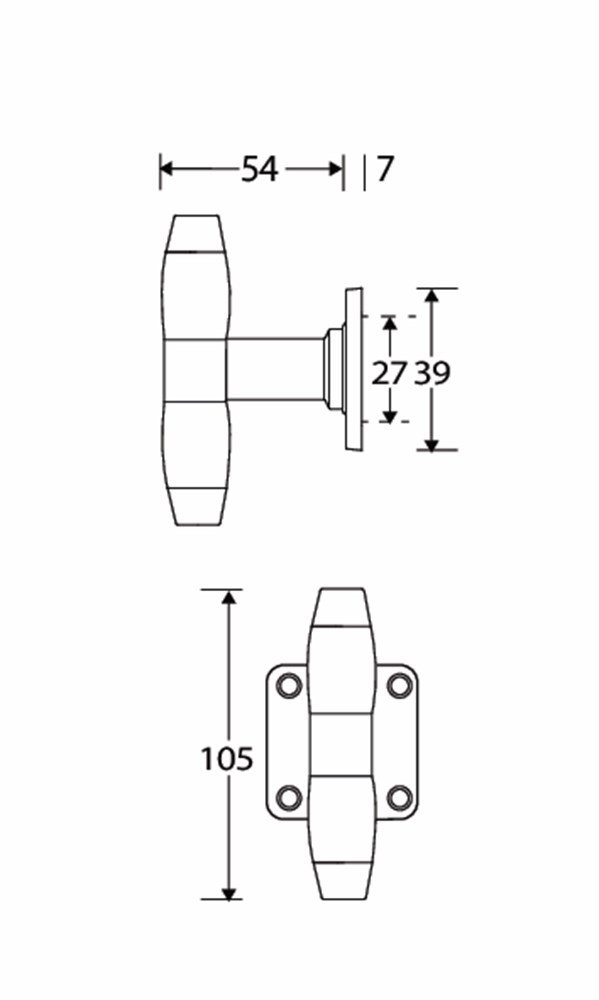 Grote kastknop Ton/vierk. rozet MGO