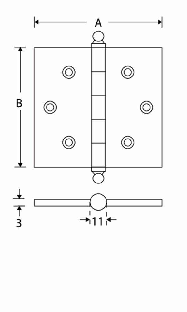Kogellager scharnier ReH 89x89mm MGN bol