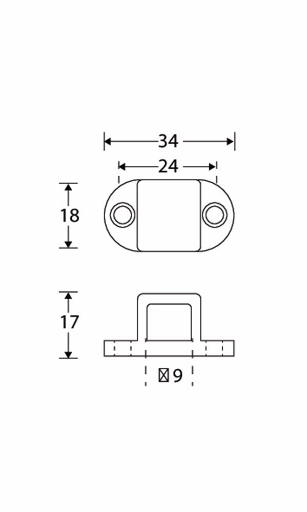 Geleideblokje ovaal vierkante stang MMZ