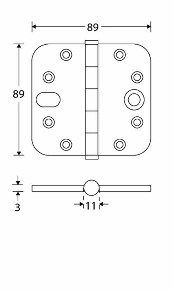 Veiligheidsscharnier RoH 89x89 MMZ vlak