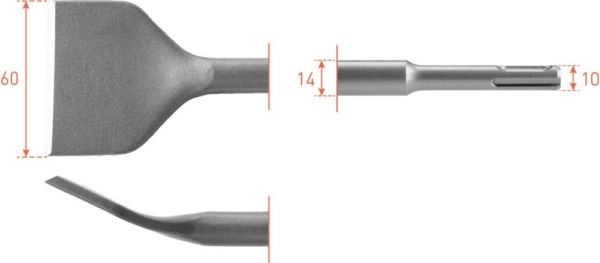 Spadebeitel gebogen sds plus 60x250mm
