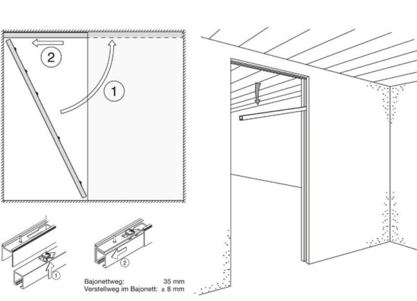 Hawa montageprofiel 3000mm met bev.mat v.80/B Pocket