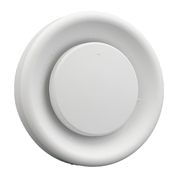 Ventielrooster 7 standen dia 100/125 mm, kunststof wit