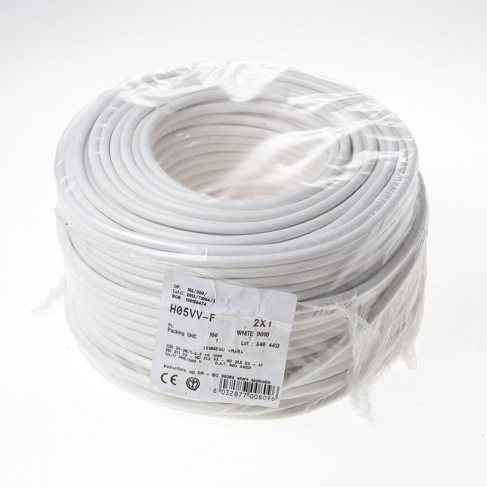 Rondsnoer vmvl wit 2x1.0