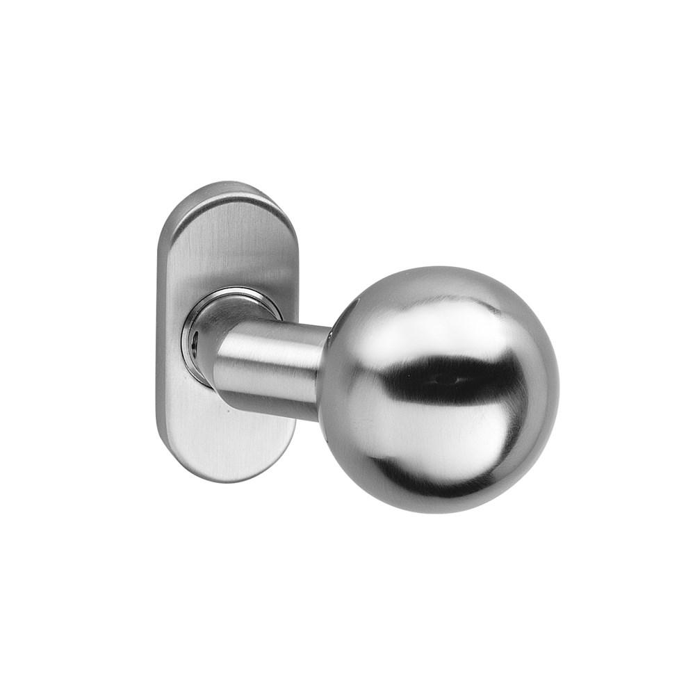 Knopkruk bol brandvertragend 9mm met rozet ovaal RVS