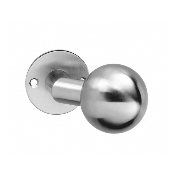 Knop bol/schuin vast op rozet plat 2mm RVS