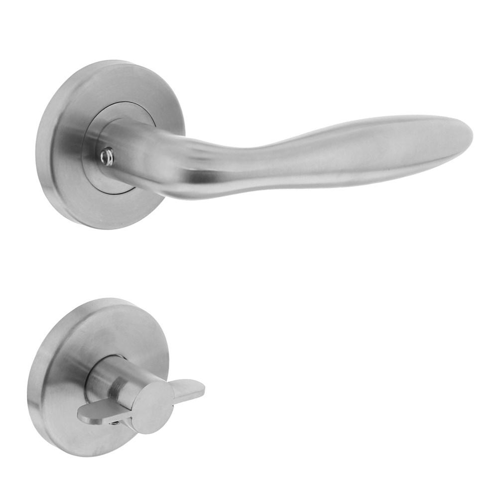 Deurkruk Jupiter op rond rozet met WC8mm l RVS