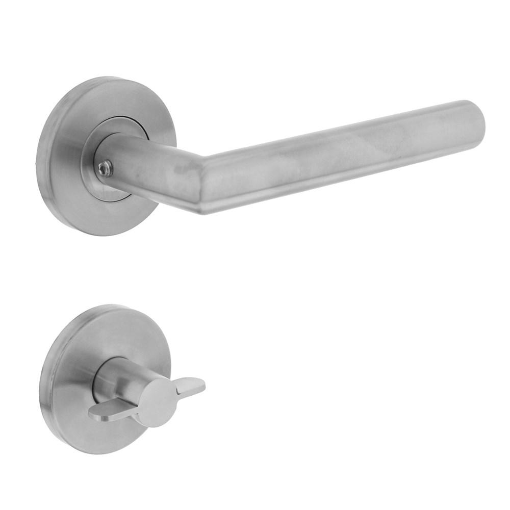 Deurkruk Hoek 90°op rozet met WC8mm neutraal RVS