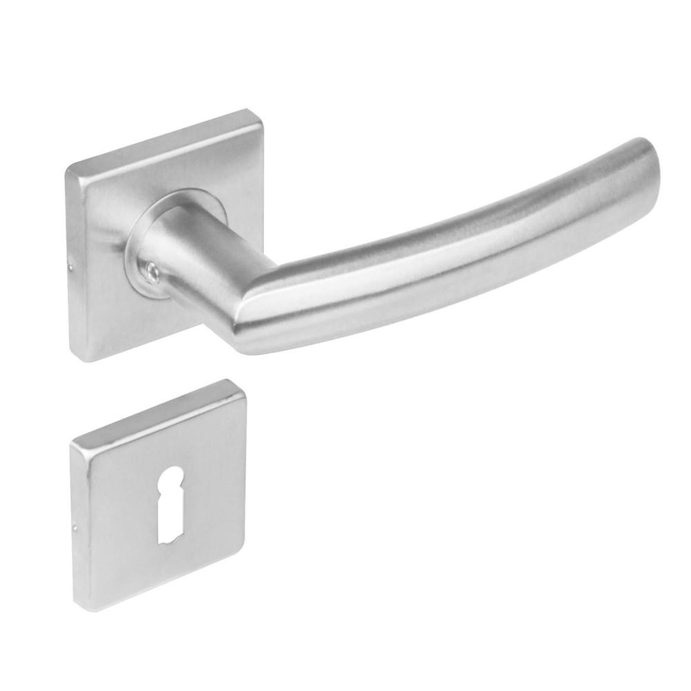 Deurkruk 1248 Blok op rozet vierkant met sleutelgat plaatjes RVS