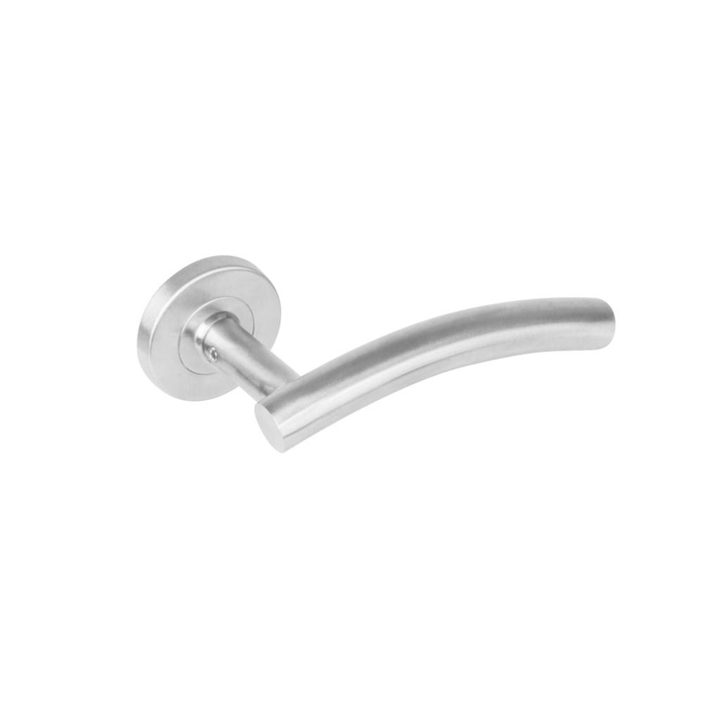 Gatdeel rechts 1274 gebogen op rond rozet staal met 7mm nok RVS