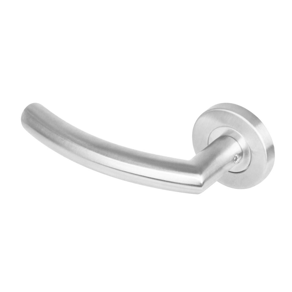 Gatdeel links 1277 half rond 90°op rond rozet staal met 7mm nok RVS