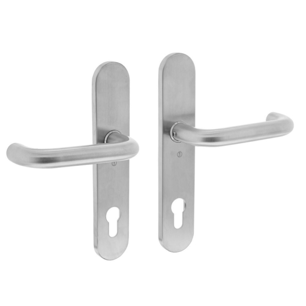 Deurkruk Rond ø19mm verdekt profielcilindergat 92mm RVS