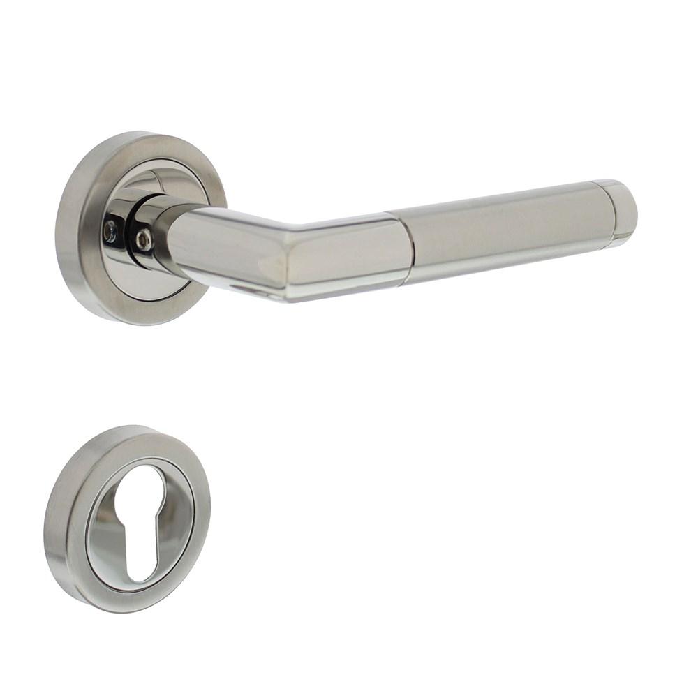 Deurkruk hoek 90 + rozet + PCplaatjes chroom/mat nikkel ATP